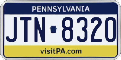 PA license plate JTN8320