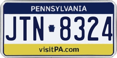 PA license plate JTN8324