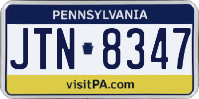 PA license plate JTN8347