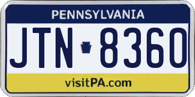 PA license plate JTN8360