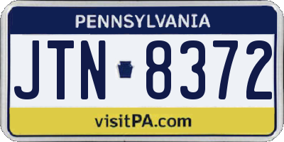 PA license plate JTN8372