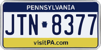 PA license plate JTN8377