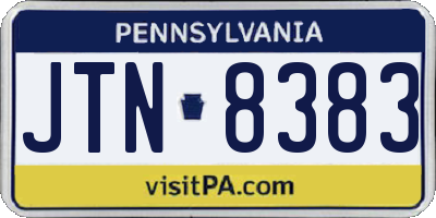 PA license plate JTN8383