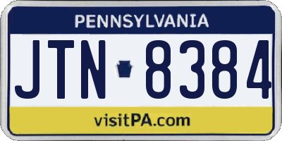 PA license plate JTN8384