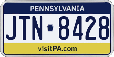 PA license plate JTN8428