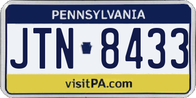 PA license plate JTN8433