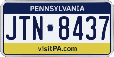 PA license plate JTN8437