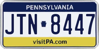 PA license plate JTN8447