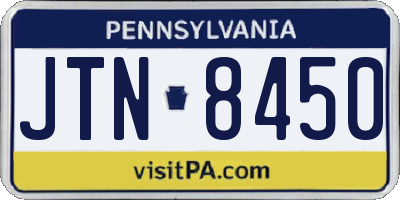 PA license plate JTN8450