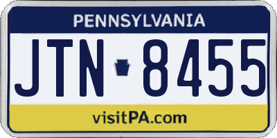 PA license plate JTN8455