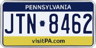 PA license plate JTN8462