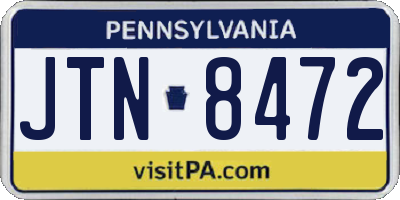 PA license plate JTN8472
