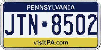 PA license plate JTN8502