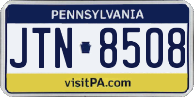 PA license plate JTN8508