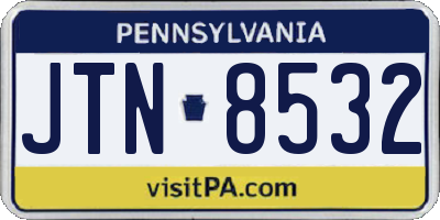 PA license plate JTN8532