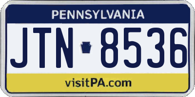 PA license plate JTN8536