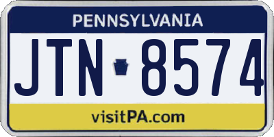 PA license plate JTN8574