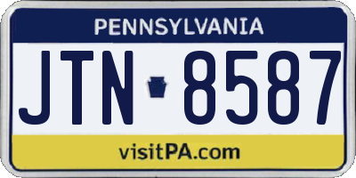 PA license plate JTN8587