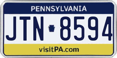 PA license plate JTN8594