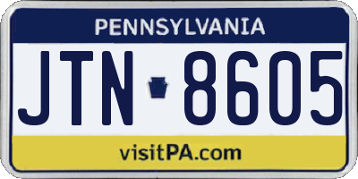 PA license plate JTN8605