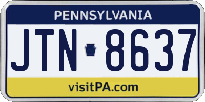 PA license plate JTN8637