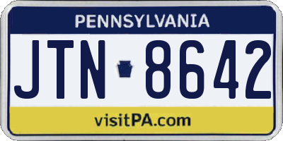 PA license plate JTN8642