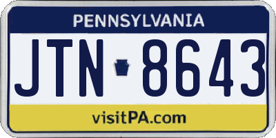 PA license plate JTN8643