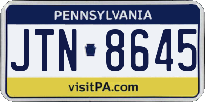 PA license plate JTN8645