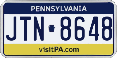 PA license plate JTN8648