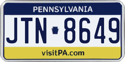 PA license plate JTN8649