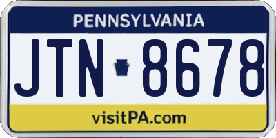 PA license plate JTN8678