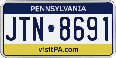 PA license plate JTN8691
