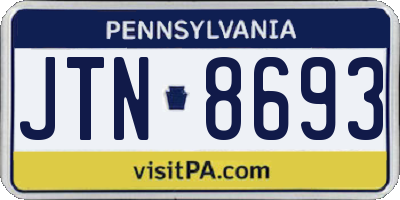 PA license plate JTN8693