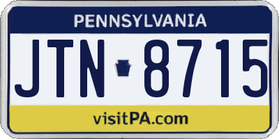 PA license plate JTN8715