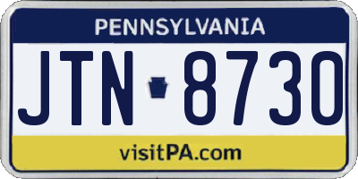 PA license plate JTN8730