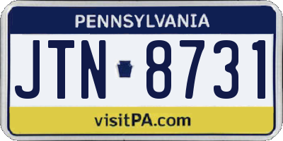 PA license plate JTN8731