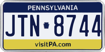 PA license plate JTN8744