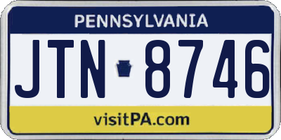 PA license plate JTN8746