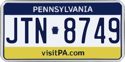 PA license plate JTN8749