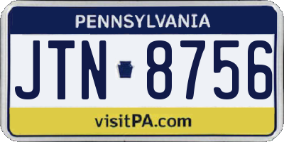 PA license plate JTN8756
