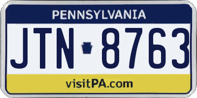 PA license plate JTN8763