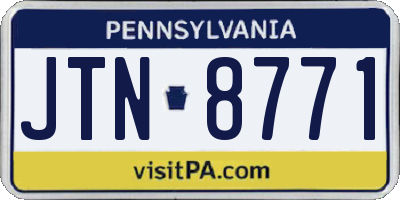 PA license plate JTN8771