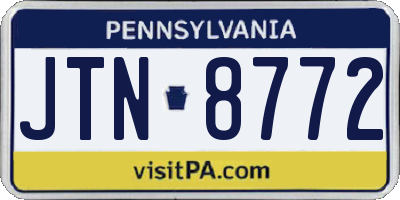 PA license plate JTN8772