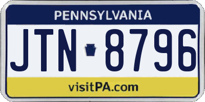 PA license plate JTN8796
