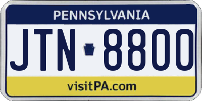 PA license plate JTN8800