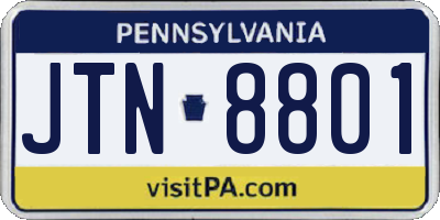 PA license plate JTN8801