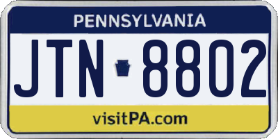 PA license plate JTN8802