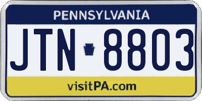 PA license plate JTN8803
