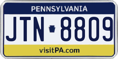PA license plate JTN8809