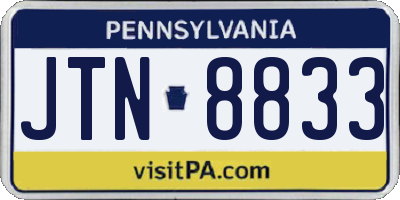 PA license plate JTN8833